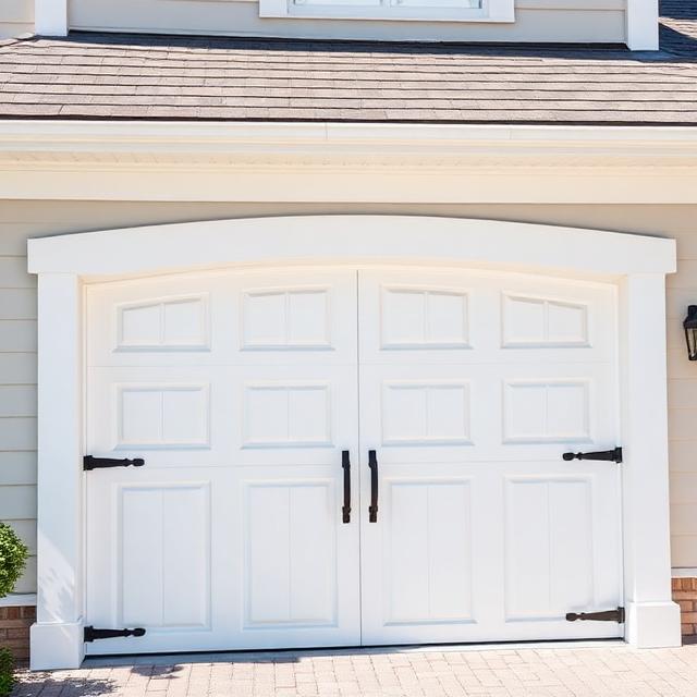 White carriage-style garage door