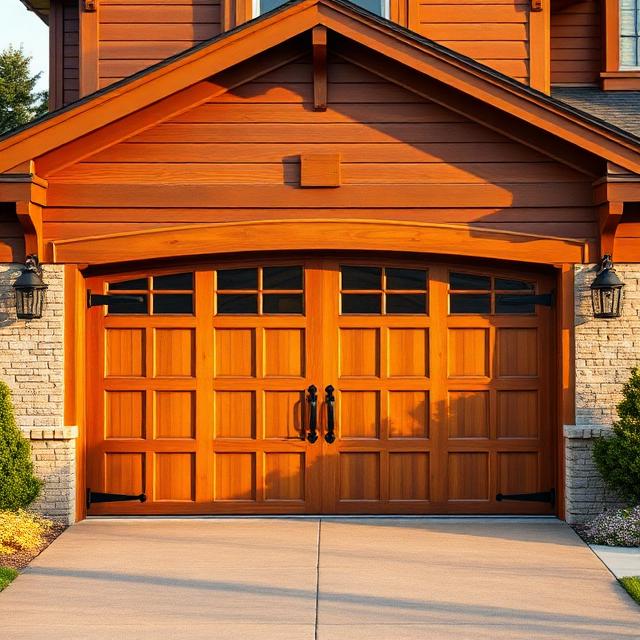 Wood-tone carriage garage door